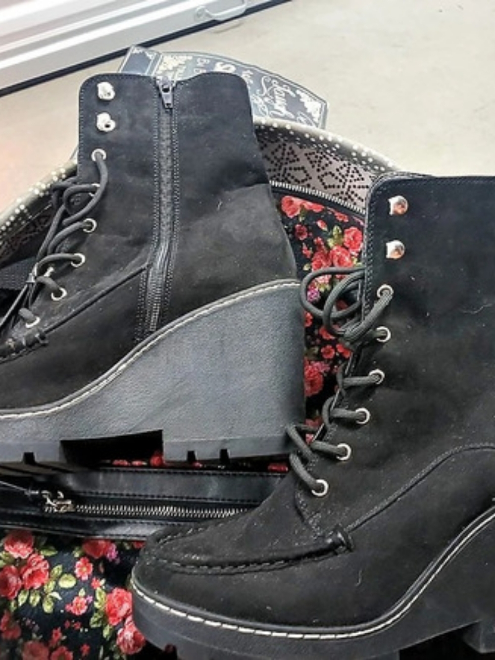 Steve Madden Cool Planet Black Platform Combat Boots US 8.5